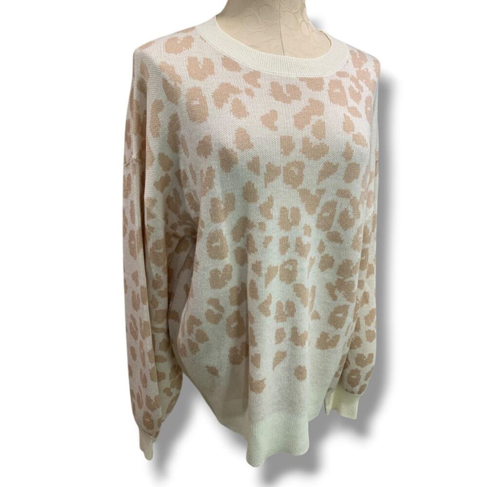 Size XL Alredine Womens Animal Print Sweater Tan Ivory